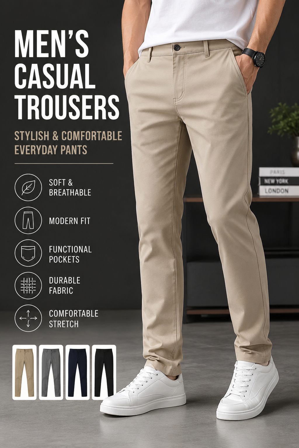 Men’s Business Casual Trousers – Stylish & Comfortable Everyday Pants